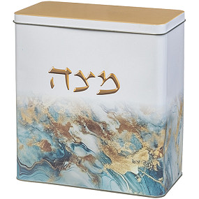 Tin Matzah Box fantasia blue